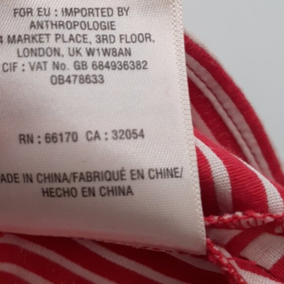 Anthropologie Maeve Cantua Peplum Top | Size 4 | NWT Red & White Striped Blouse - Picture 8 of 10